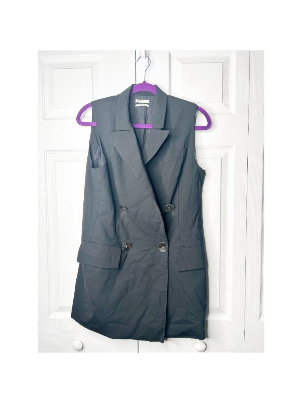 Co Black Wool Blend Double Breasted Peak Lapel Vest Women's Size Small S